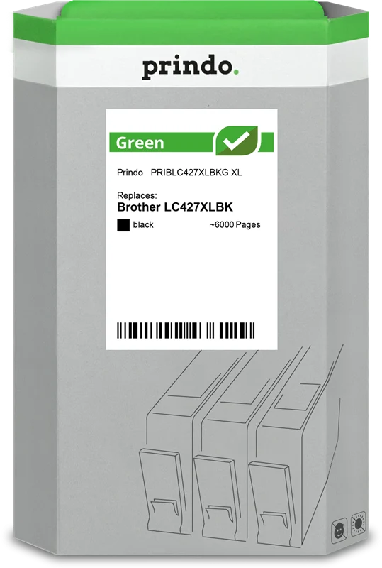 Prindo Green XL Druckerpatrone kompatibel mit Brother LC427XLBK Schwarz