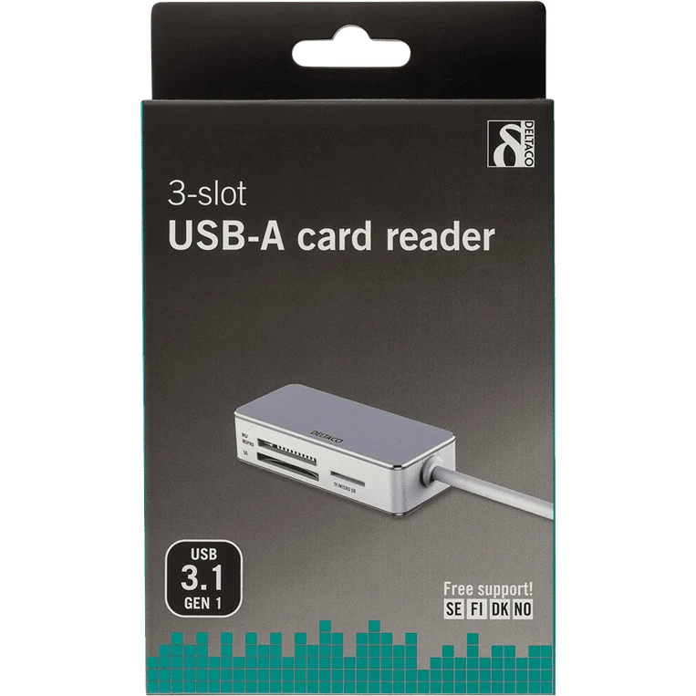 Deltaco USB 3.1 Card Reader 3-slot