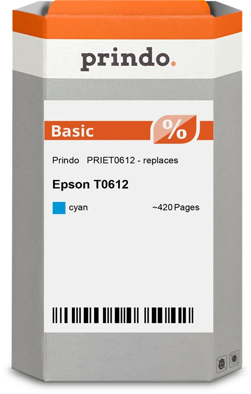 Prindo Basic Druckerpatrone kompatibel mit Epson T0612 Cyan