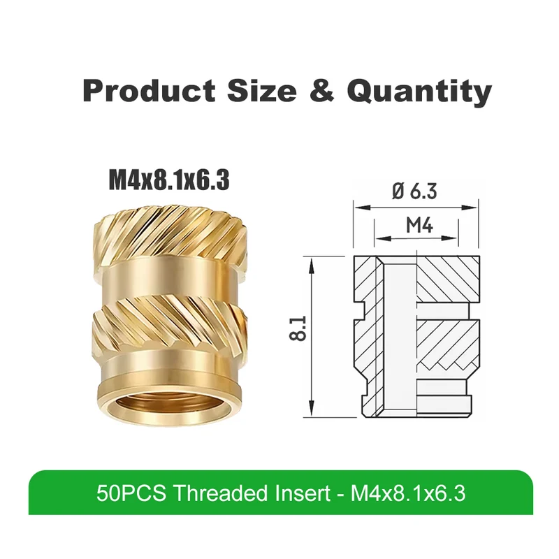 Mintion M4 Gewindeeinsätze Set (8,1 x 6,3 mm, 50 Stück)