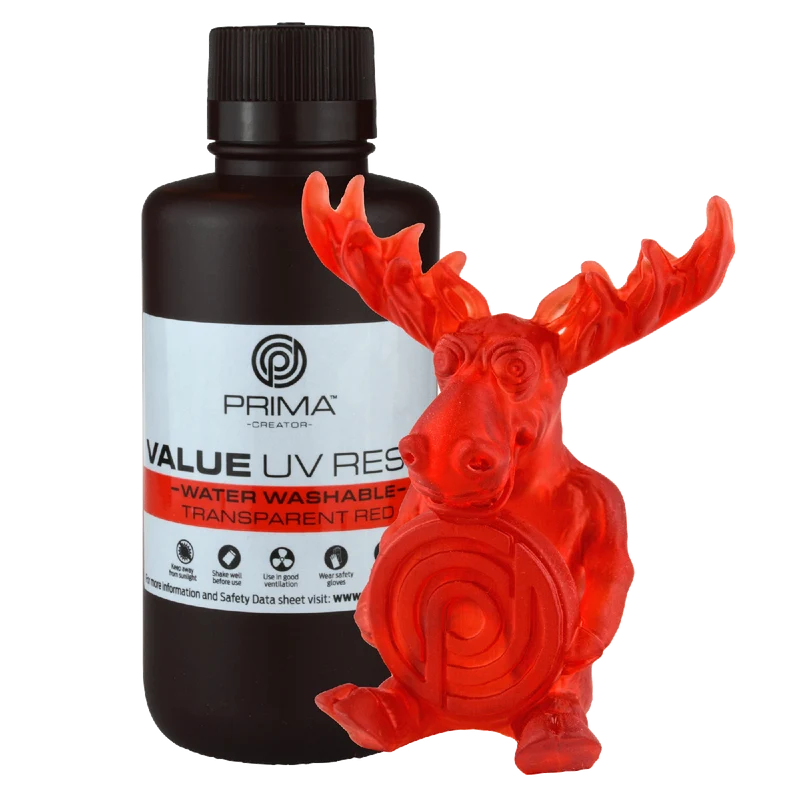 PrimaCreator Value Water Washable UV Resin 500 g – Transparent Red