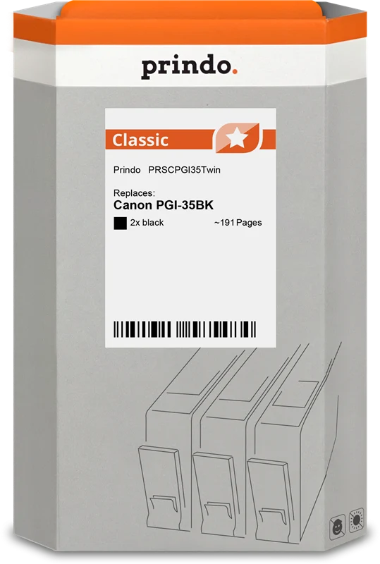 Prindo Classic Multipack kompatibel mit Canon PGI-35 Twin Multipack Schwarz