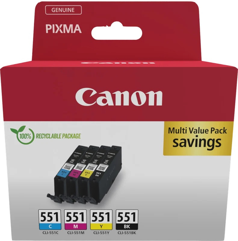 Canon CLI-551 Multipack Schwarz/Cyan/Magenta/Gelb