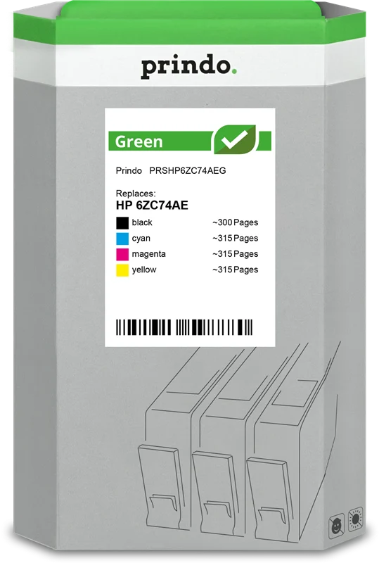 Prindo Green Multipack kompatibel mit HP 912 Multipack Schwarz/Cyan/Magenta/Gelb