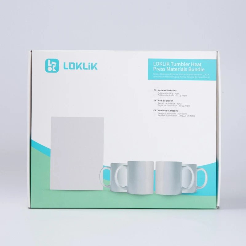 LOKLiK Starter Pack für Auto Tumbler Heat Press – 4 Becher + 20 Sublimationspapiere