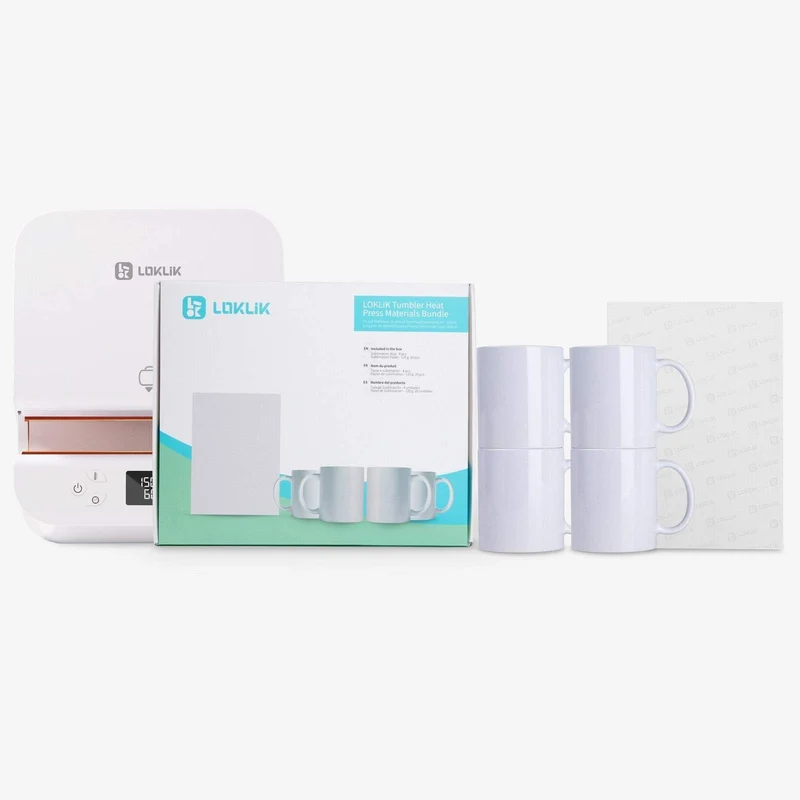 LOKLiK Starter Pack für Auto Tumbler Heat Press – 4 Becher + 20 Sublimationspapiere