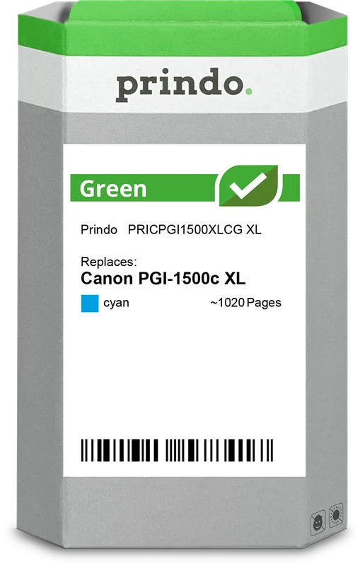 Prindo Green XL Druckerpatrone kompatibel mit Canon PGI-1500c XL Cyan