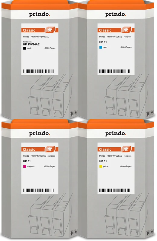 Prindo Classic XL Multipack kompatibel mit HP 32XL Schwarz/Cyan/Magenta/Gelb