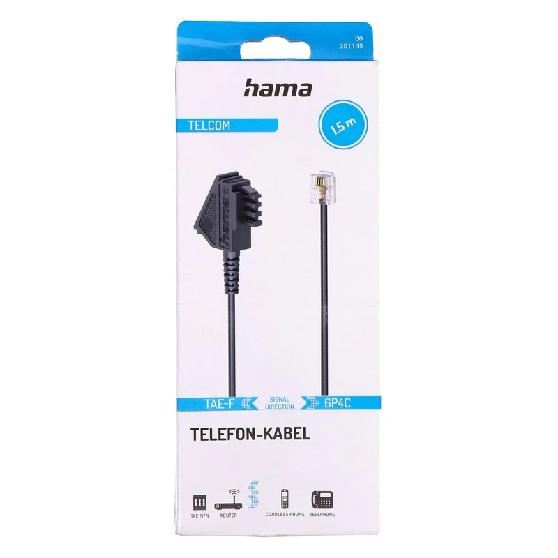 Hama 00201145 Telefonkabel 1,5 m Schwarz
