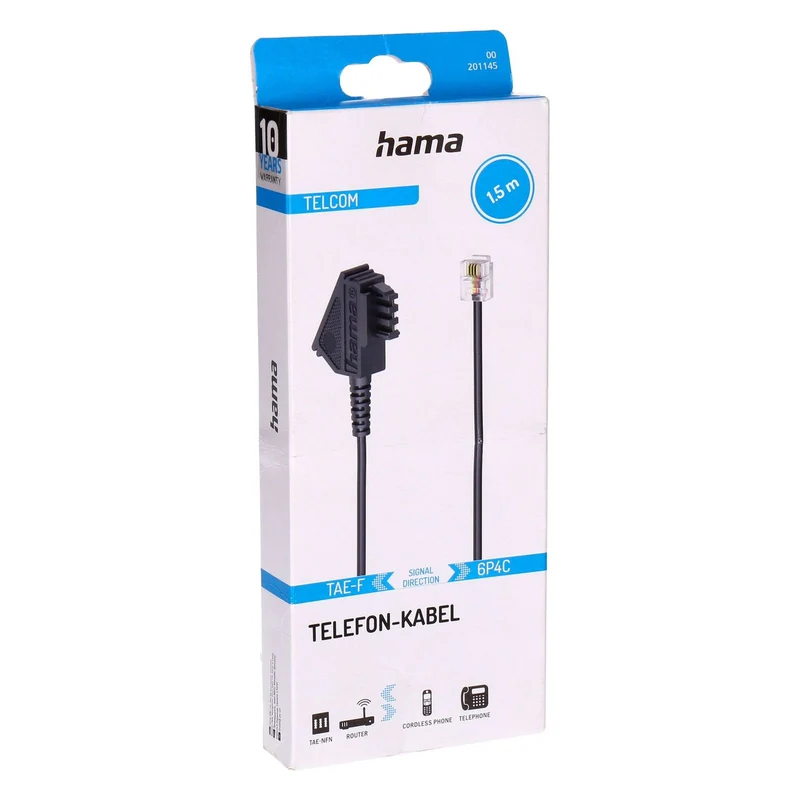 Hama 00201145 Telefonkabel 1,5 m Schwarz