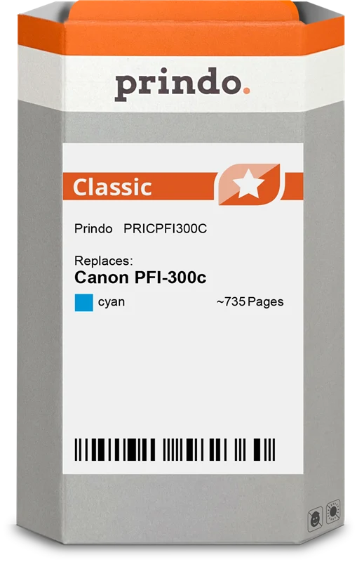 Prindo Classic Druckerpatrone kompatibel mit Canon PFI-300c Cyan