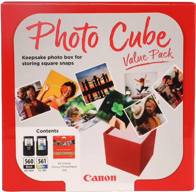 Canon PG-560+CL-561 Photo Cube Schwarz / mehrere Farben Value Pack + 13x13 cm Fotopapier