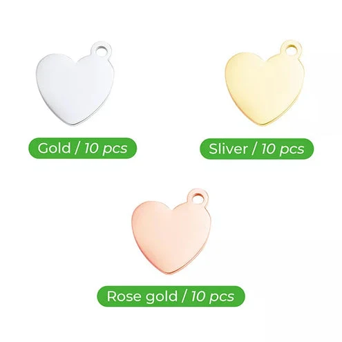 xTool Herzanhänger - Gold, Silber, Roségold - 30 Stück