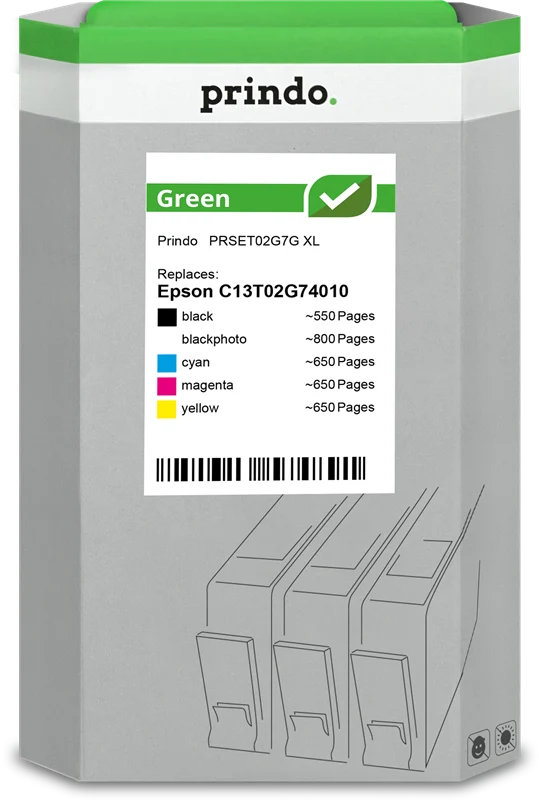 Prindo Green XL Multipack kompatibel mit Epson 202XL Multipack Schwarz/Photo Black/Cyan/Magenta/Gelb