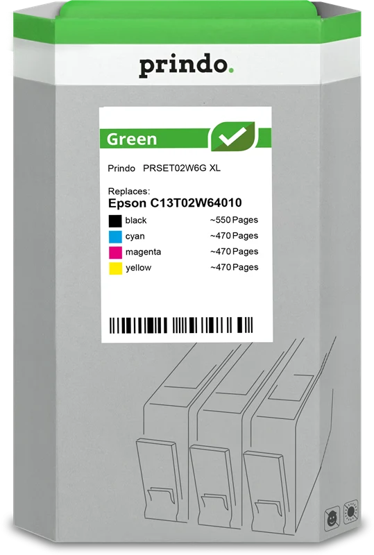 Prindo Green XL Multipack kompatibel mit Epson 502XL Multipack Schwarz/Cyan/Magenta/Gelb