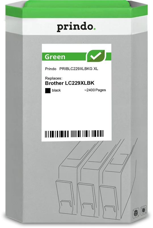 Prindo Green XL Druckerpatrone kompatibel mit Brother LC229XLBK Schwarz