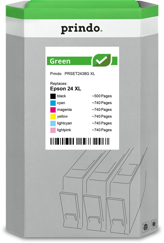 Prindo Green XL Multipack kompatibel mit Epson 24XL - T2438 Multipack