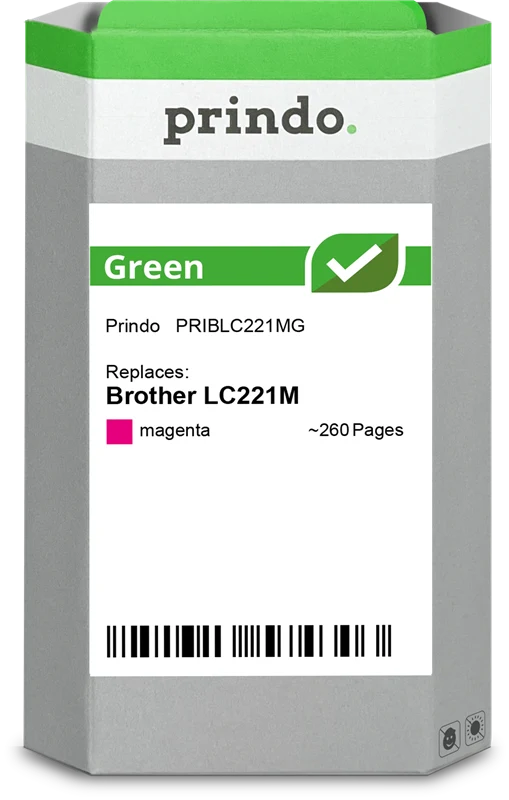 Prindo Green Druckerpatrone kompatibel mit Brother LC221M Magenta
