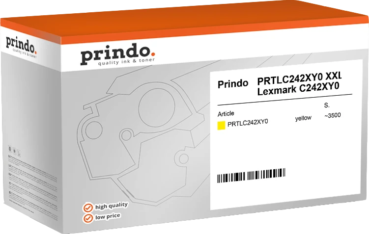 Prindo Classic XXL Toner kompatibel mit Lexmark C242XY0 Gelb