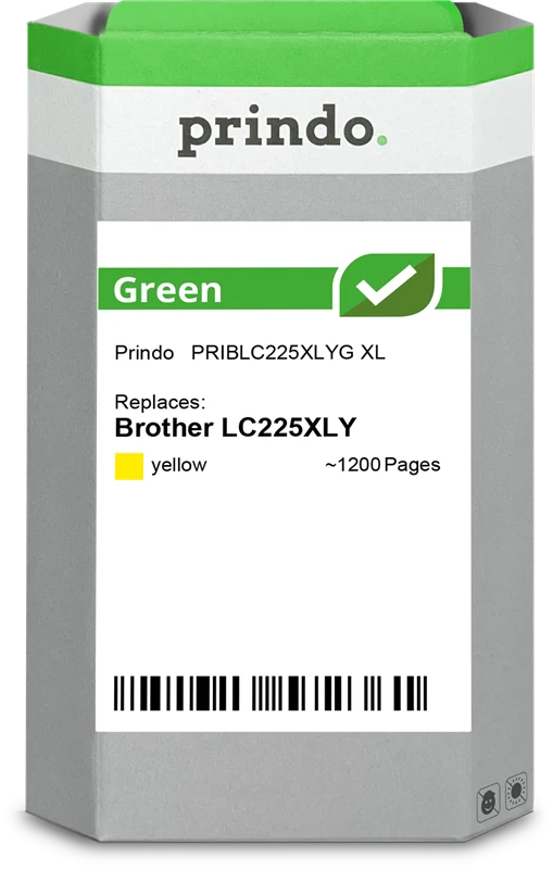 Prindo Green XL Druckerpatrone kompatibel mit Brother LC225XLY Gelb