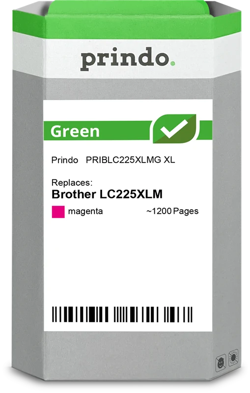 Prindo Green XL Druckerpatrone kompatibel mit Brother LC225XLM Magenta