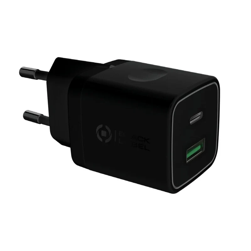 Celly Black Label Wandladegerät USB-C + USB-Anschluss, 20 W