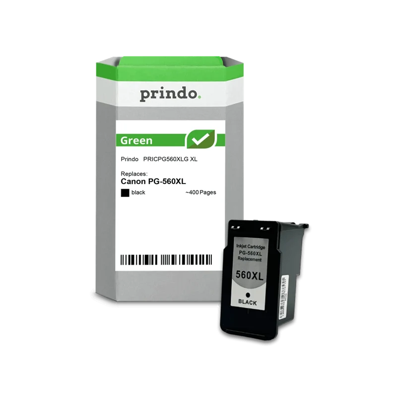 Prindo Green XL Druckerpatrone kompatibel mit Canon PG-560XL Schwarz