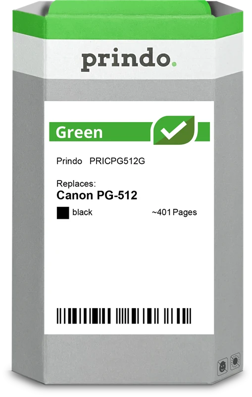 Prindo Green XL Druckerpatrone kompatibel mit Canon PG-512 Schwarz