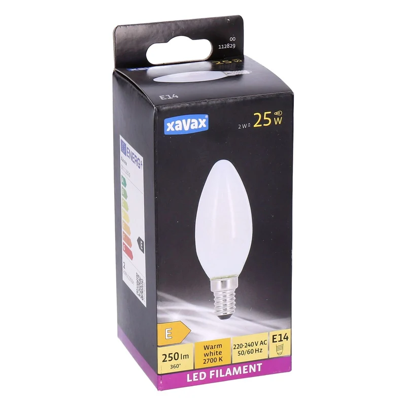 Xavax E14 LED Filament Kerze warmweiß 2W=25W 250lm