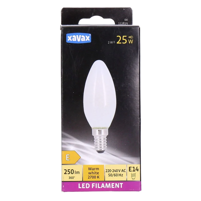 Xavax E14 LED Filament Kerze warmweiß 2W=25W 250lm