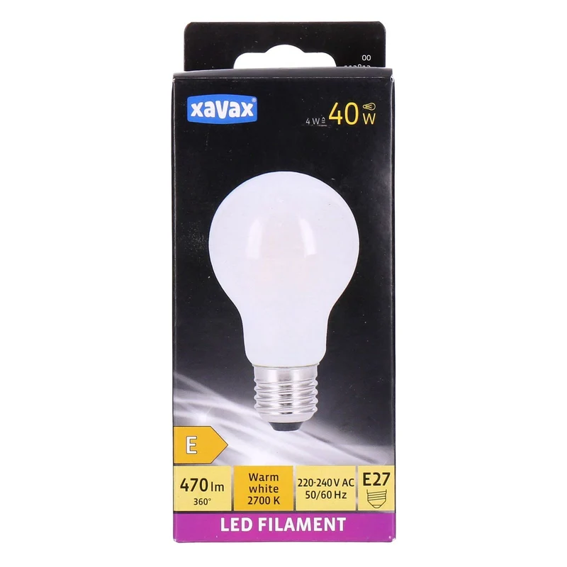 Xavax E27 LED Filament Birne warmweiß 4W=40W 470lm