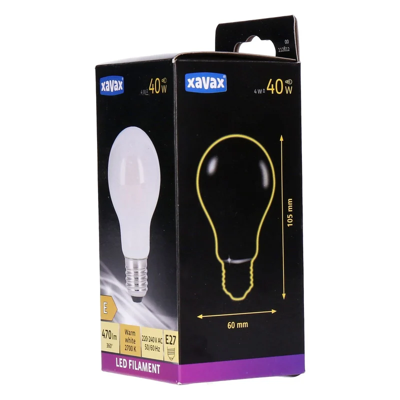 Xavax E27 LED Filament Birne warmweiß 4W=40W 470lm