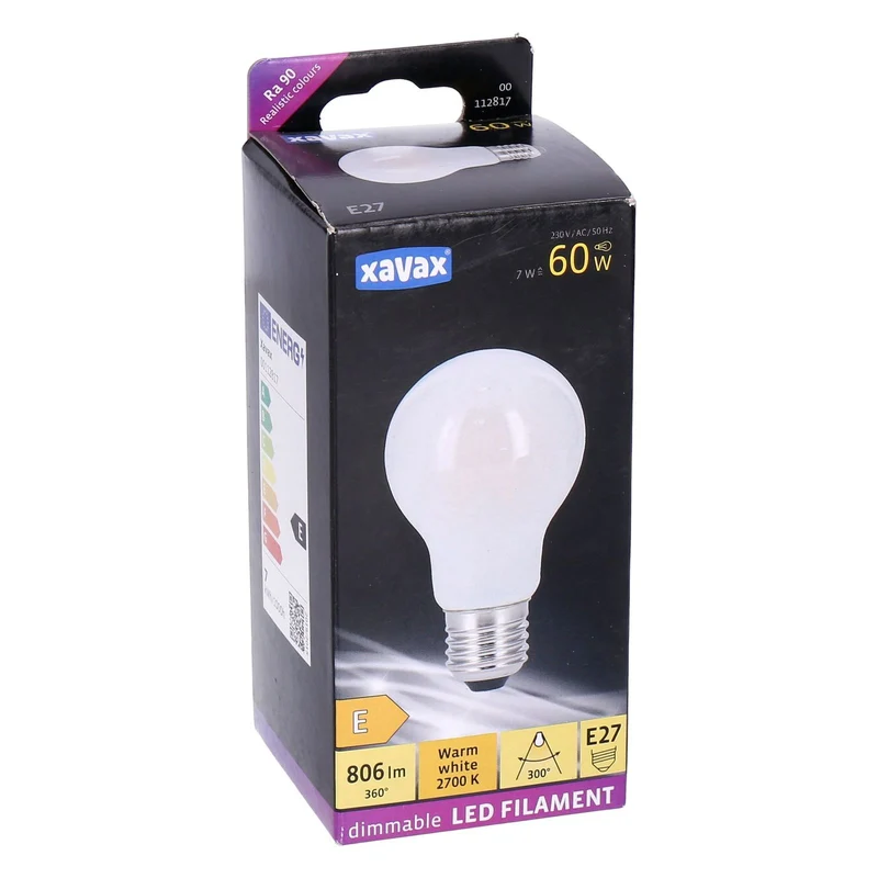 Xavax E27 LED Filament Birne Dimmbar warmweiß 7W=60W 806lm