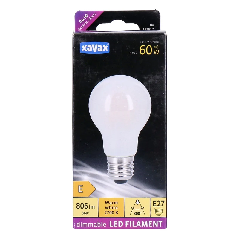 Xavax E27 LED Filament Birne Dimmbar warmweiß 7W=60W 806lm