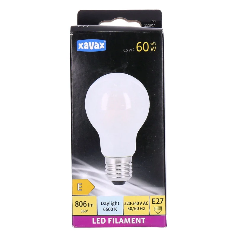 Xavax E27 LED Filament Birne Taglicht 6.5W=60W 806lm