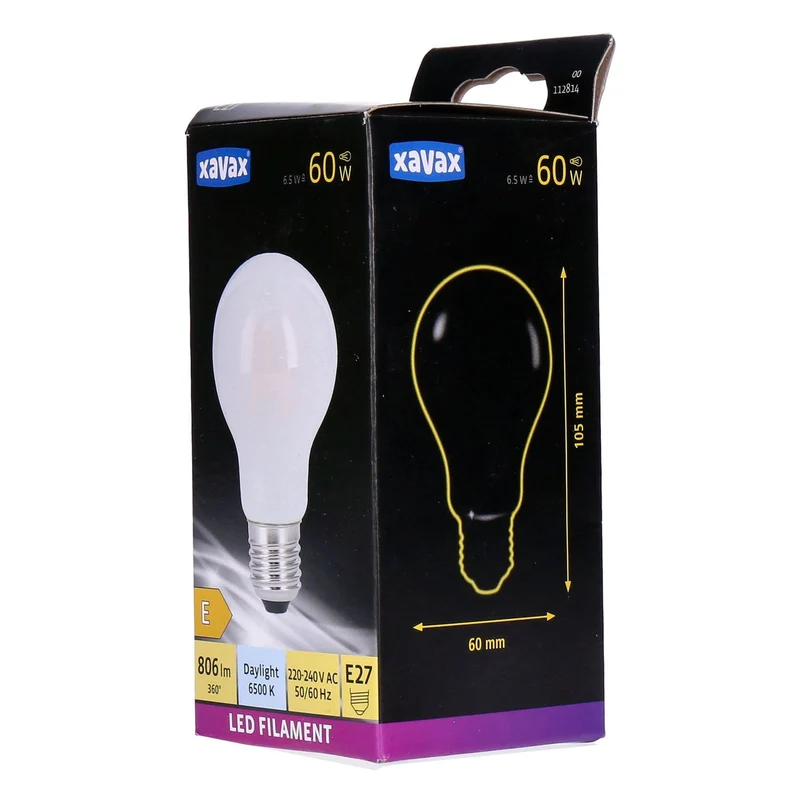 Xavax E27 LED Filament Birne Taglicht 6.5W=60W 806lm