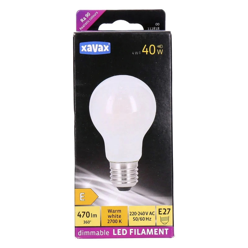 Xavax E27 LED Filament Birne Dimmbar warmweiß 4W=40W 470lm