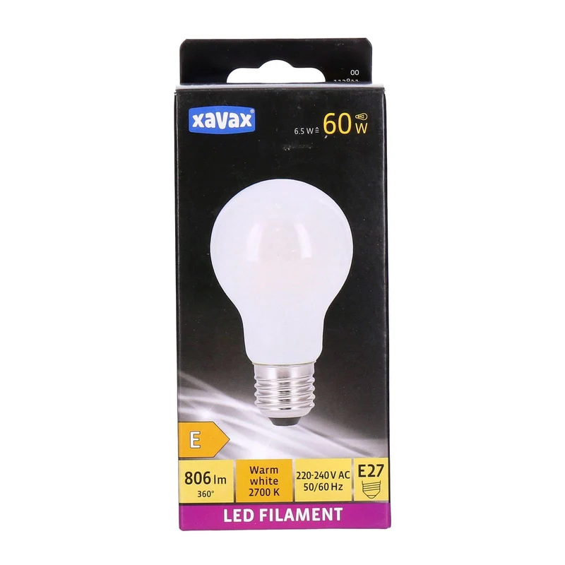 Xavax E27 LED Filament Birne Warmweiß 6.5W=60W 806lm