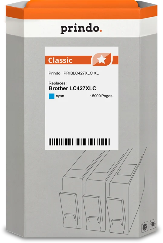 Prindo Classic XL Druckerpatrone kompatibel mit Brother LC427XLC Cyan