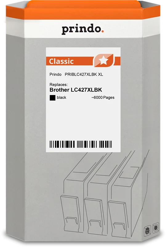 Prindo Classic XL Druckerpatrone kompatibel mit Brother LC427XLBK Schwarz