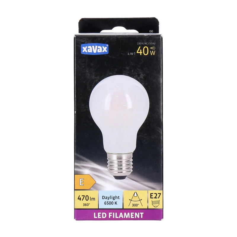 Xavax E27 LED Filament Birne A60 Taglicht 4W=40W 470lm