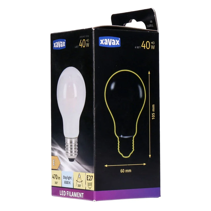 Xavax E27 LED Filament Birne A60 Taglicht 4W=40W 470lm
