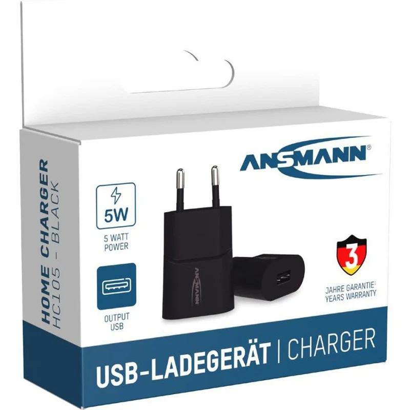 Ansmann HC105 Charger schwarz, USB Ladegerät