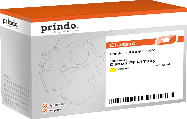 Prindo Classic Druckerpatrone kompatibel mit Canon PFI-1700y Gelb