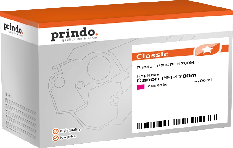 Prindo Classic Druckerpatrone kompatibel mit Canon PFI-1700m Magenta