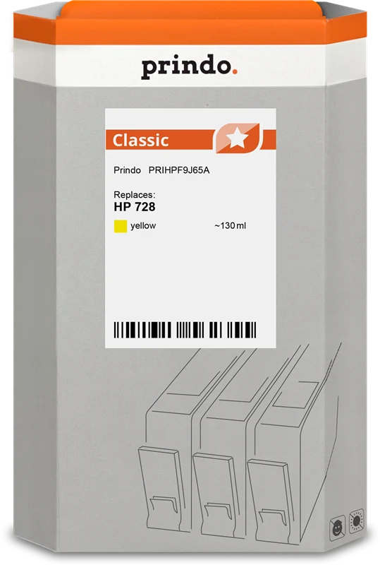Prindo Classic Druckerpatrone kompatibel mit HP 728 Gelb