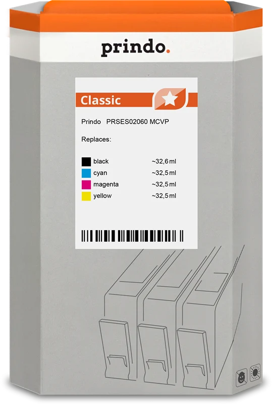 Prindo Classic Multipack kompatibel mit Epson SJIC22P Schwarz/Cyan/Magenta/Gelb
