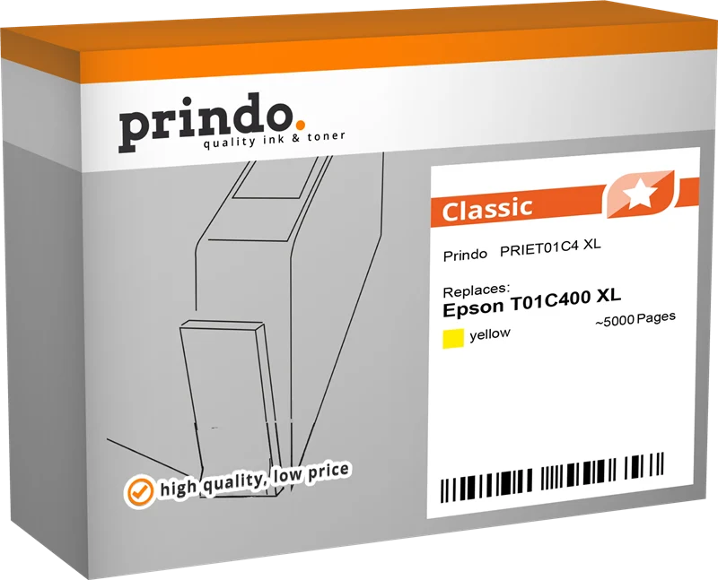 Prindo Classic XL Druckerpatrone kompatibel mit Epson T01C400 XL Gelb