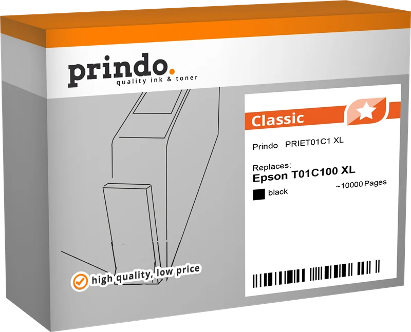 Prindo Classic XL Druckerpatrone kompatibel mit Epson T01C100 XL Schwarz