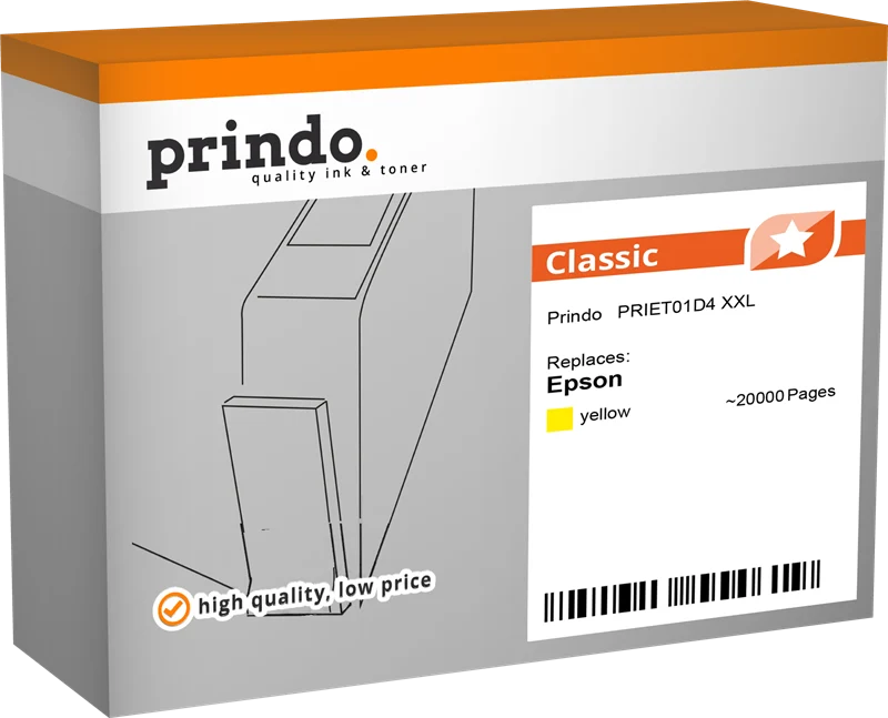 Prindo Classic XXL Druckerpatrone kompatibel mit Epson T01D4 XXL Gelb
